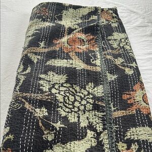 Floral Patterned Black and Green Quilt